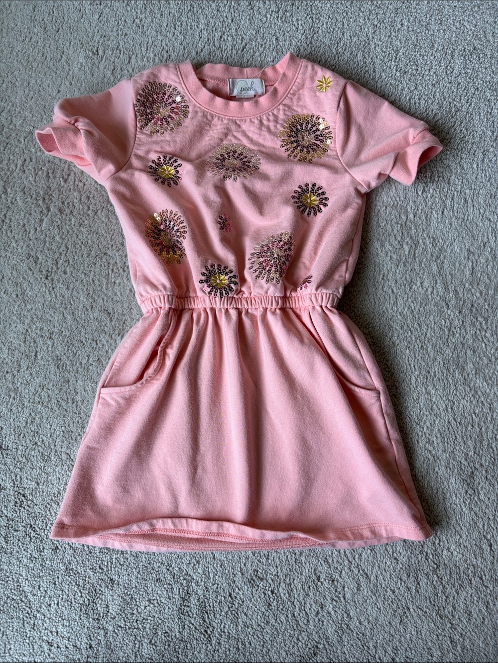 Peek Pink Sequin Floral Casual Dress